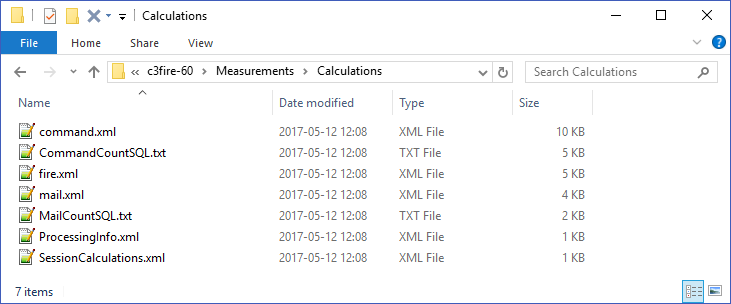 Files generated by the calculations